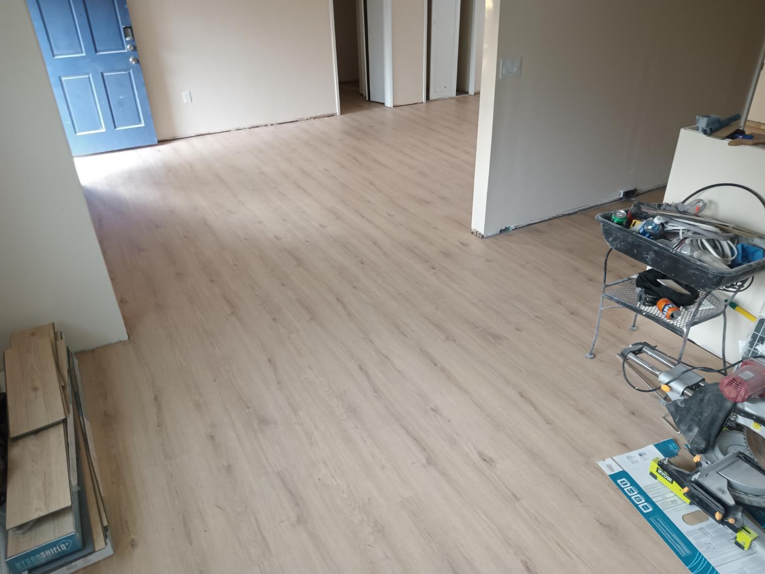 Open floor plan light LVP install