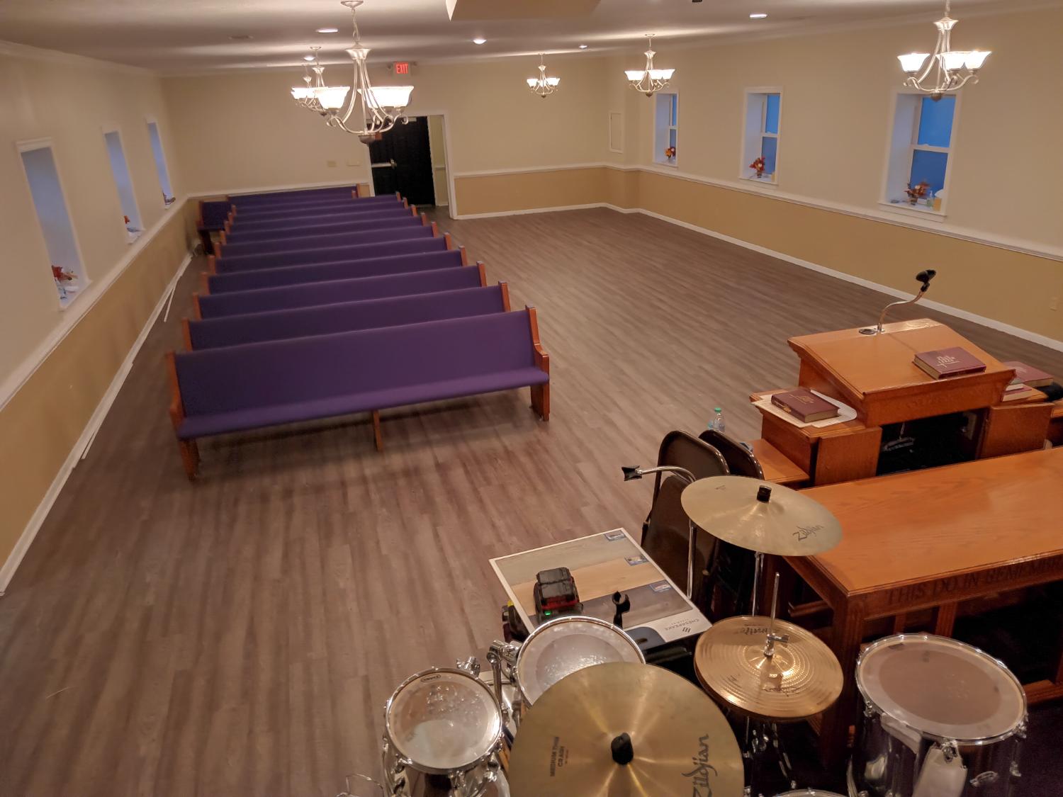 Church sanctuary with new flooring