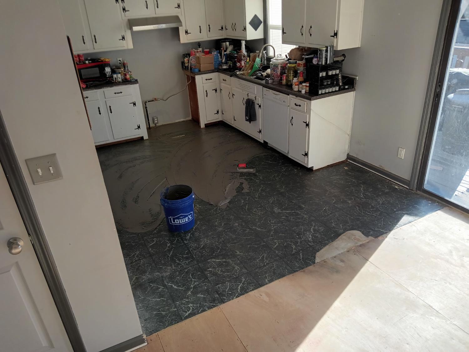 Kitchen floor prep work