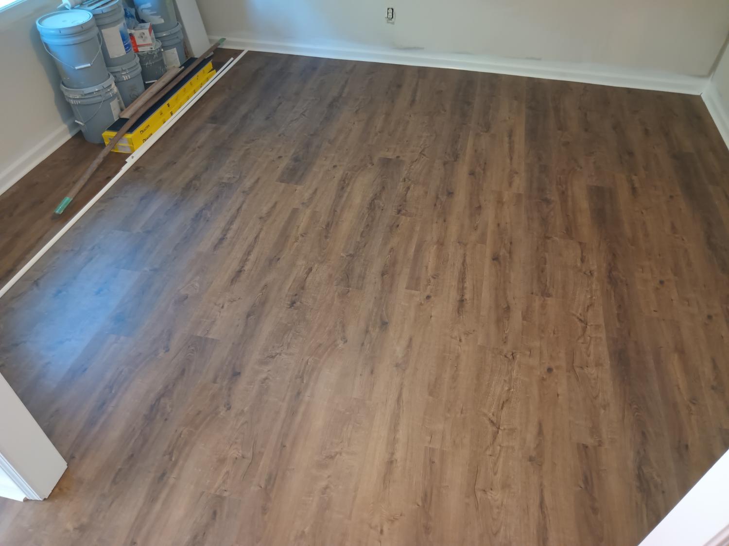 Rich brown wood-look LVP flooring
